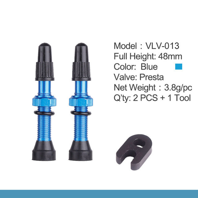 bicycle 1pair presta valve for road mtb bicycle tubeless tires brass 48mm blue 1 pair