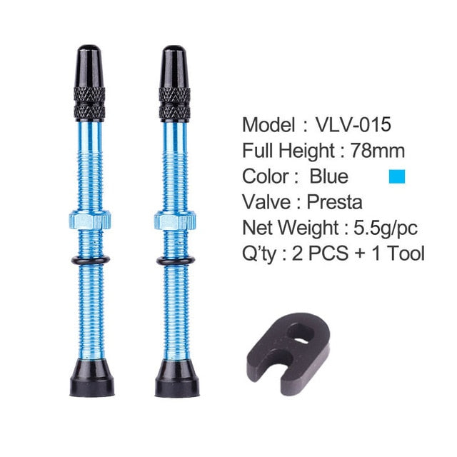 bicycle 1pair presta valve for road mtb bicycle tubeless tires brass 78mm blue 1 pair