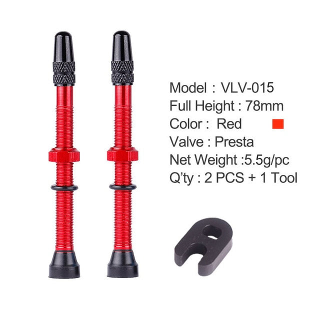 bicycle 1pair presta valve for road mtb bicycle tubeless tires brass 78mm red 1 pair