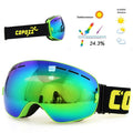 unisex copozz brand ski goggles double layers uv400 anti-fog frame green