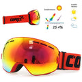 unisex copozz brand ski goggles double layers uv400 anti-fog frame red