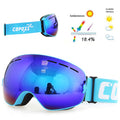 unisex copozz brand ski goggles double layers uv400 anti-fog frame blue