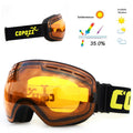 unisex copozz brand ski goggles double layers uv400 anti-fog orange and black