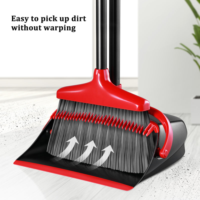 broom and dustpan set upright standing dust pan