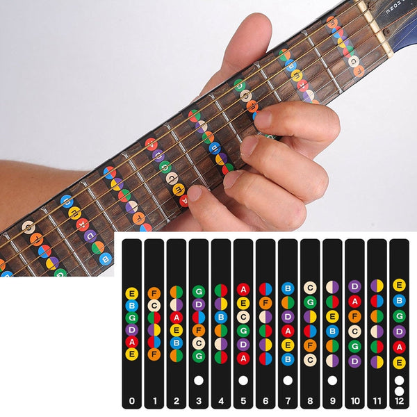 guitar fretboard notes map labels sticker fingerboard fret decals for 6 string