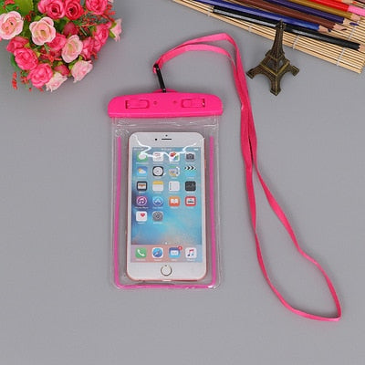 summer luminous waterproof pouch swimming gadget beach dry bag pink color