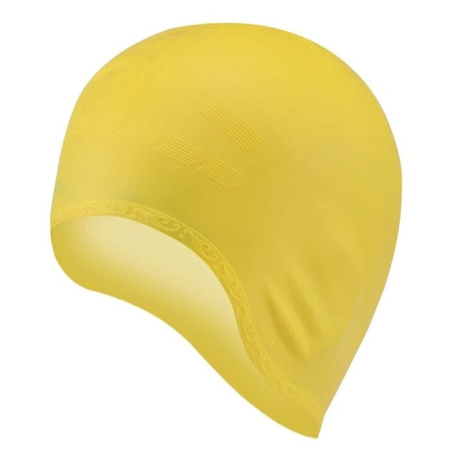 adults swimming caps men women long hair waterproof swim pool cap yellow