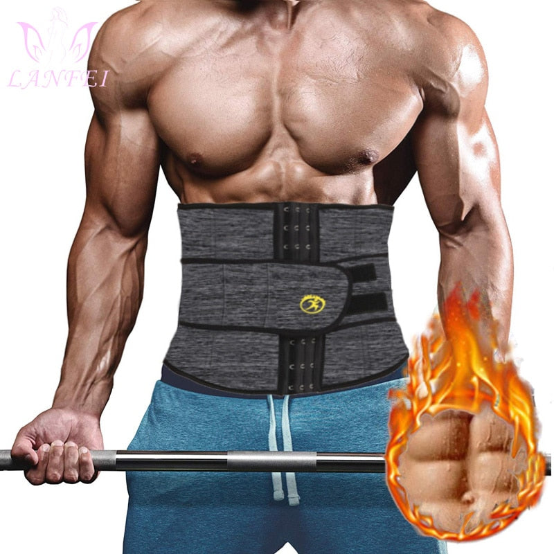 lanfei men hot neoprene body shaper waist trainer tummy control belt