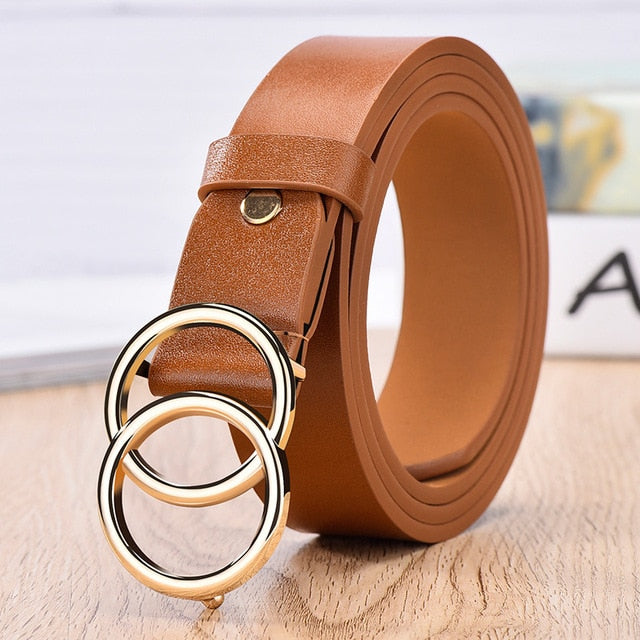 designer's famous brand leatherhigh quality belt syl brown / 105cm