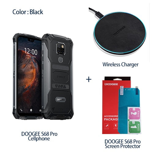 ip68 waterproof doogee s68 pro rugged phone s68 pro 6gb 128gb / add wireless charger