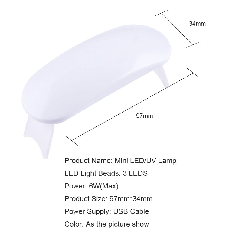 6w white nail dryer machine uv led lamp portable micro usb cable