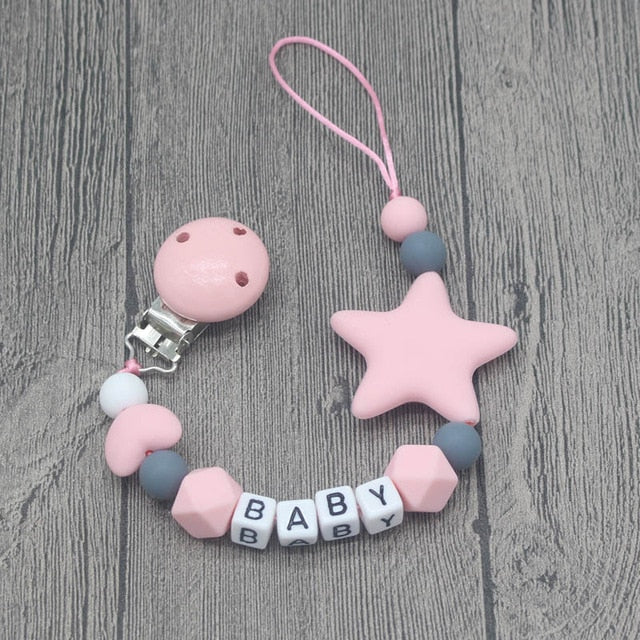 xcqgh personalized name handmade pacifier clips holder chain pink