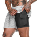 men's 2 in 1 running shorts security pockets leisure shorts