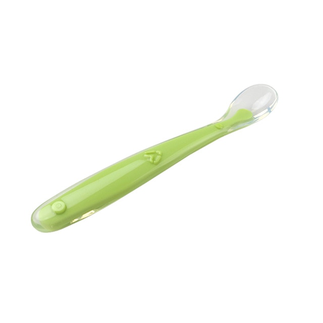 hot sale baby soft silicone spoon candy color temperature sensing spoon 3