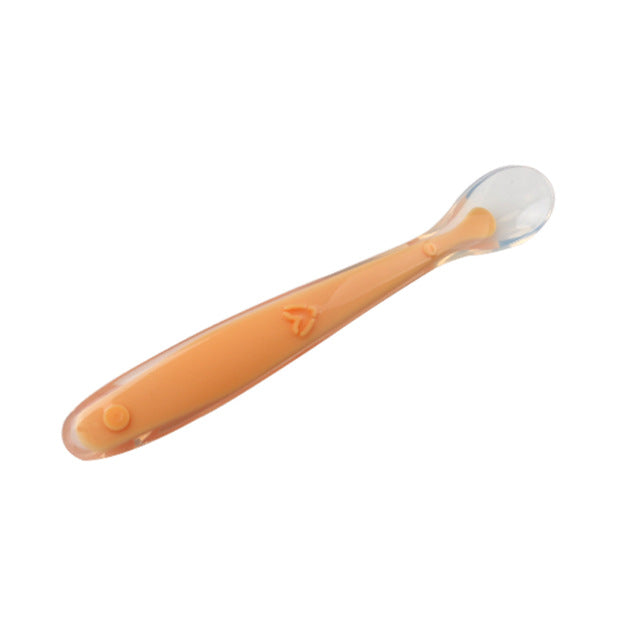 hot sale baby soft silicone spoon candy color temperature sensing spoon 4