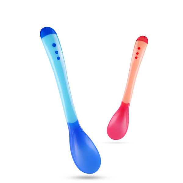 3 colors temperature sensing spoon for kids boys girls silicone spoon