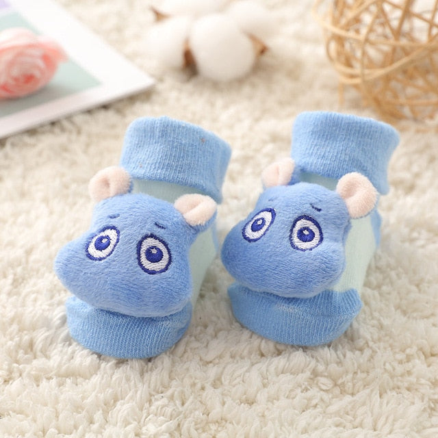 baby girl/boy socks floor non-slip cotton cartoon doll socks with bells