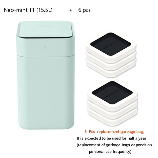 smart trash can t1 large capacity automatic smart infrared motion sensor neo mint t1 whit 6