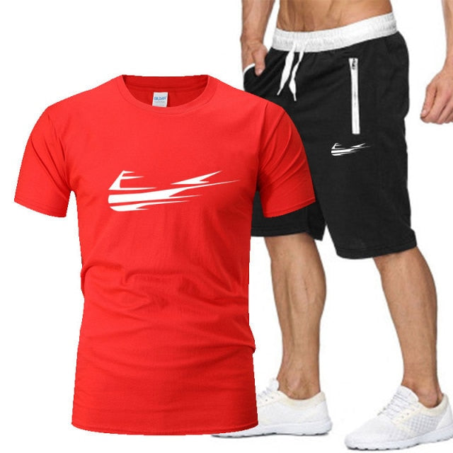nike sportwear short-sleeved shirt and shorts (2-piece set)