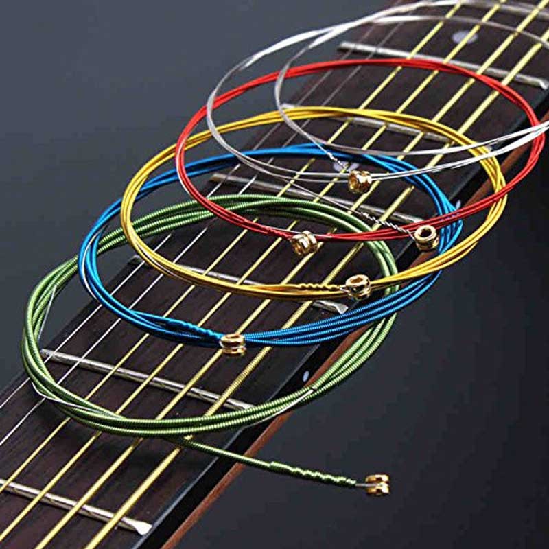 6pcs/set acoustic guitar strings rainbow colorful guitar strings e-a