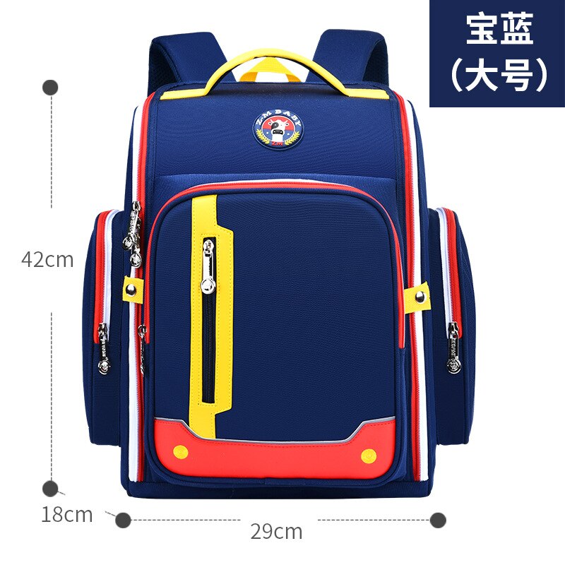 school bags for boys, girls grade 1-3-6 kids book bag orthopedic large blue